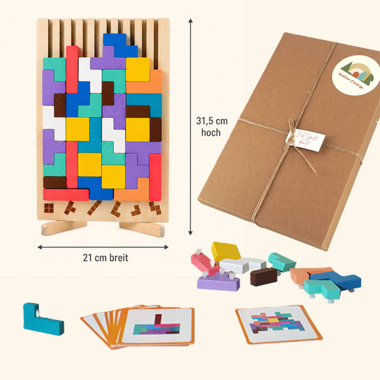 Tetris 3D-Puzzle – Buntes Denkspiel aus Holz 🧩