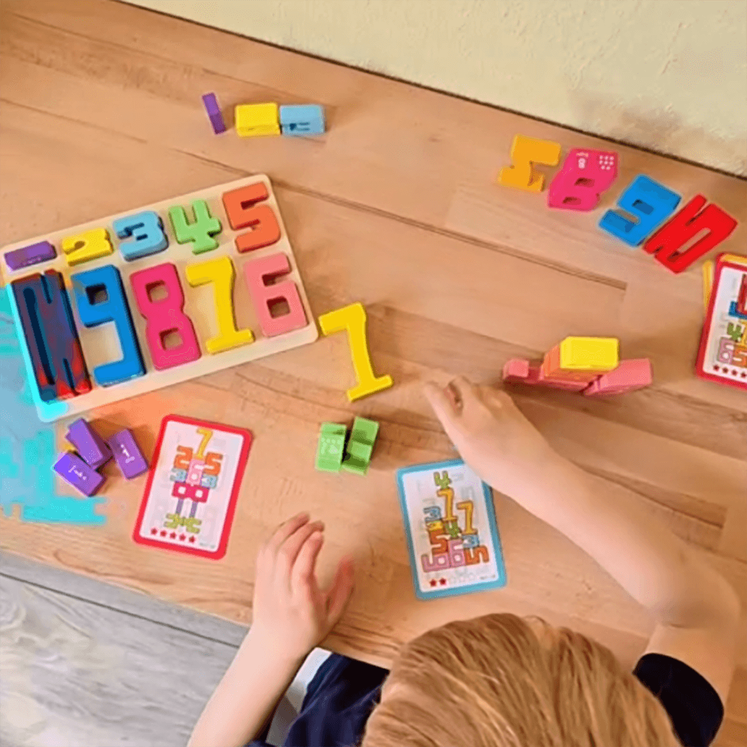 Zahlen lernen mit Spaß – Montessori Holz-Zahlenblock für Kinder