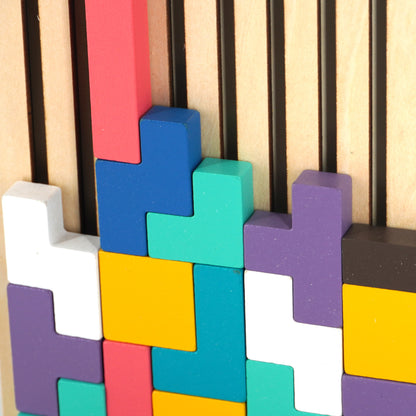 Holzpuzzle "Tetris Block" – Buntes 3D Lernspiel mit geometrischen Formen - Wolkenzwerge